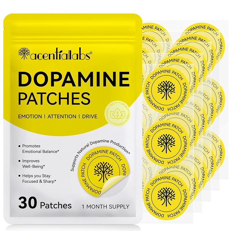 Akeeronn Adesivos de 5-HTP, extrato de Mucuna pruriens, cogumelo juba-de-leão e rhodiola, 30 adesivos