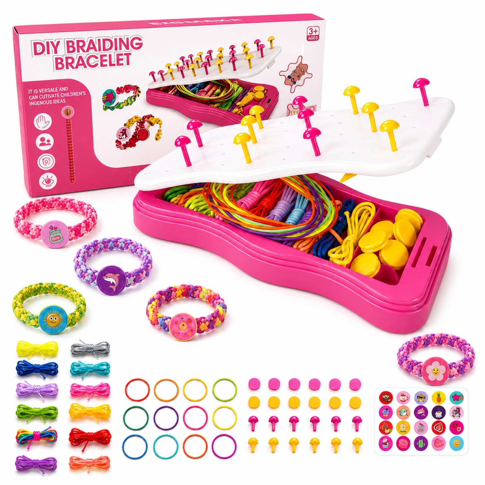 LEMONSTONE Freundschaftsarmbänder Selber Machen, 6-12 Jahre | Armbänder Selber Machen, DIY Basteln für Armbänder, Rosa Aufbewahrungsbox, Geschenk Mädchen 7 8 9 Jahre zum Geburtstag