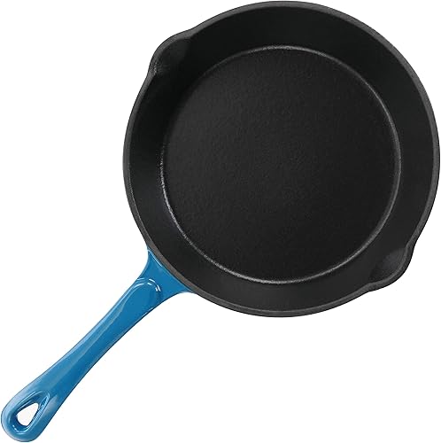 Miniatura 3 de MegaChef Sartén redonda esmaltada de hierro fundido presazonado de 8 pulgadas en turquesa (MCCE-8)