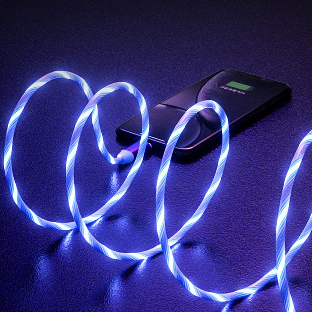 IHAO Cavo di ricarica multiporta, 3 combinazioni in un unico cavo da USB A a USB C/Micro USB PD, cavo di ricarica rapida illuminato a LED, compatibile con quasi tutti i tipi di dispositivi elettrici