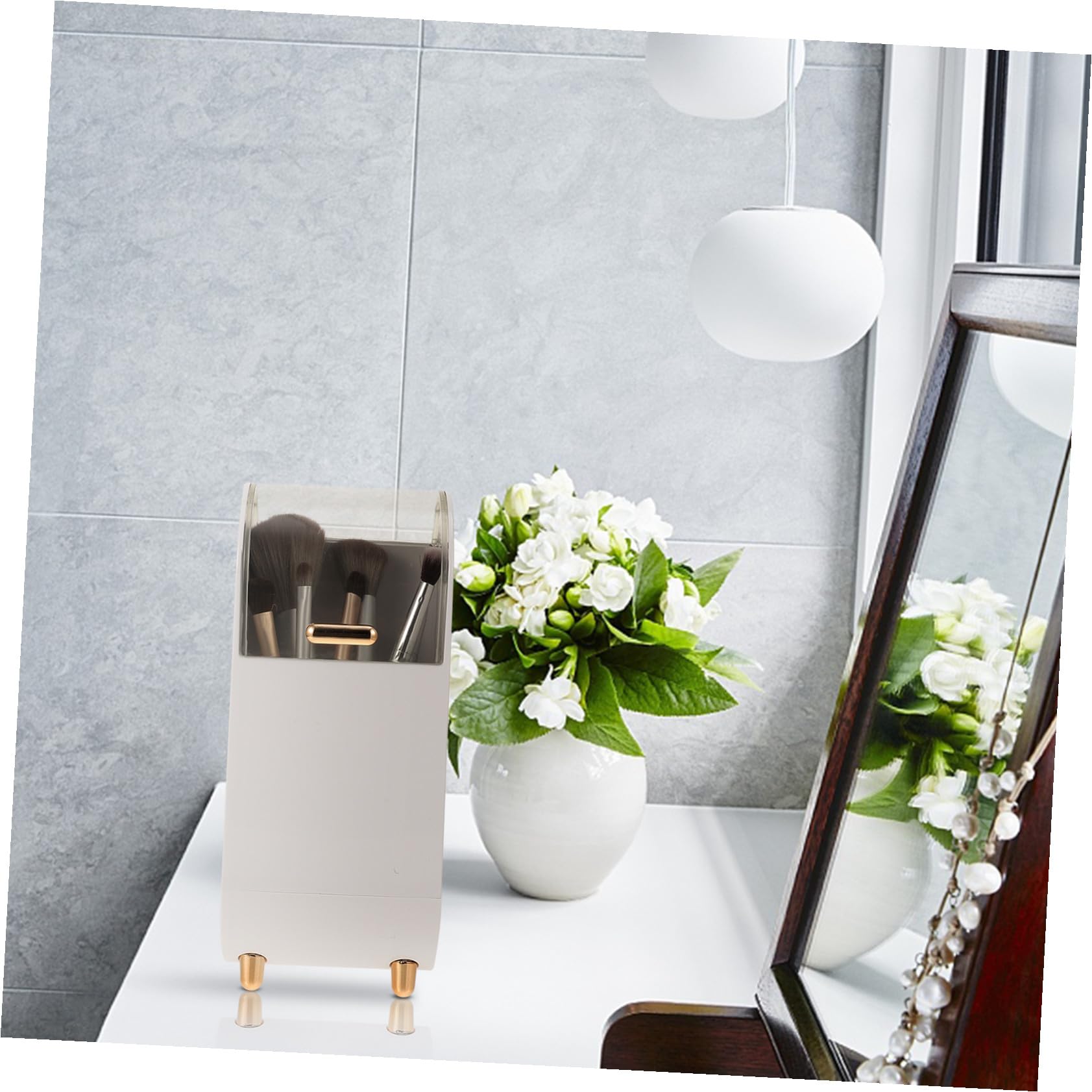VICASKY 1pezzi Scatola Porta Pennelli Abs per Cosmetici Organizer per Pennelli da Trucco da Scrivania con Coperchio e Contenitore per Matite Leggero e Resistente