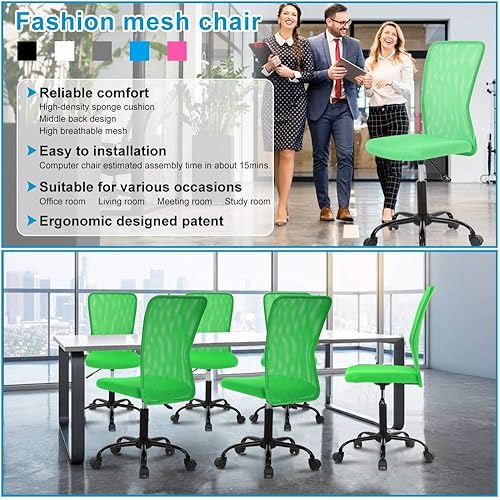 Miniatura 7 de Silla de escritorio ergonómica con respaldo medio, silla de oficina, para oficina en casa, silla de oficina moderna, sin apoya brazos, silla