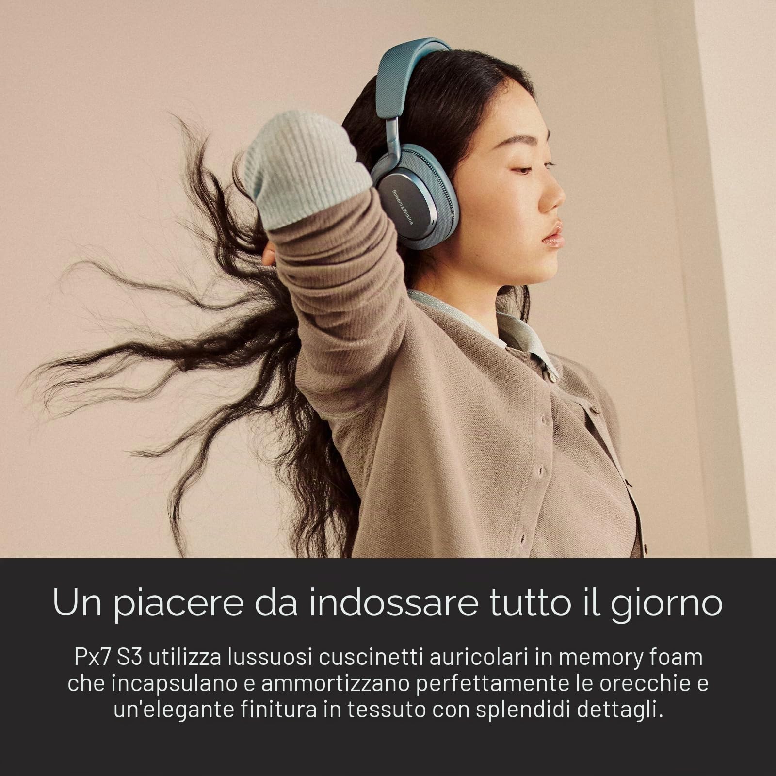 Bowers & Wilkins Px7 S3 Cuffie Wireless Over-Ear, Cancellazione Avanzata del Rumore, DSP 24-bit, aptX Lossless, Riproduzione 30 Ore, 8 Microfoni, Ricarica Rapida - Indaco Blu