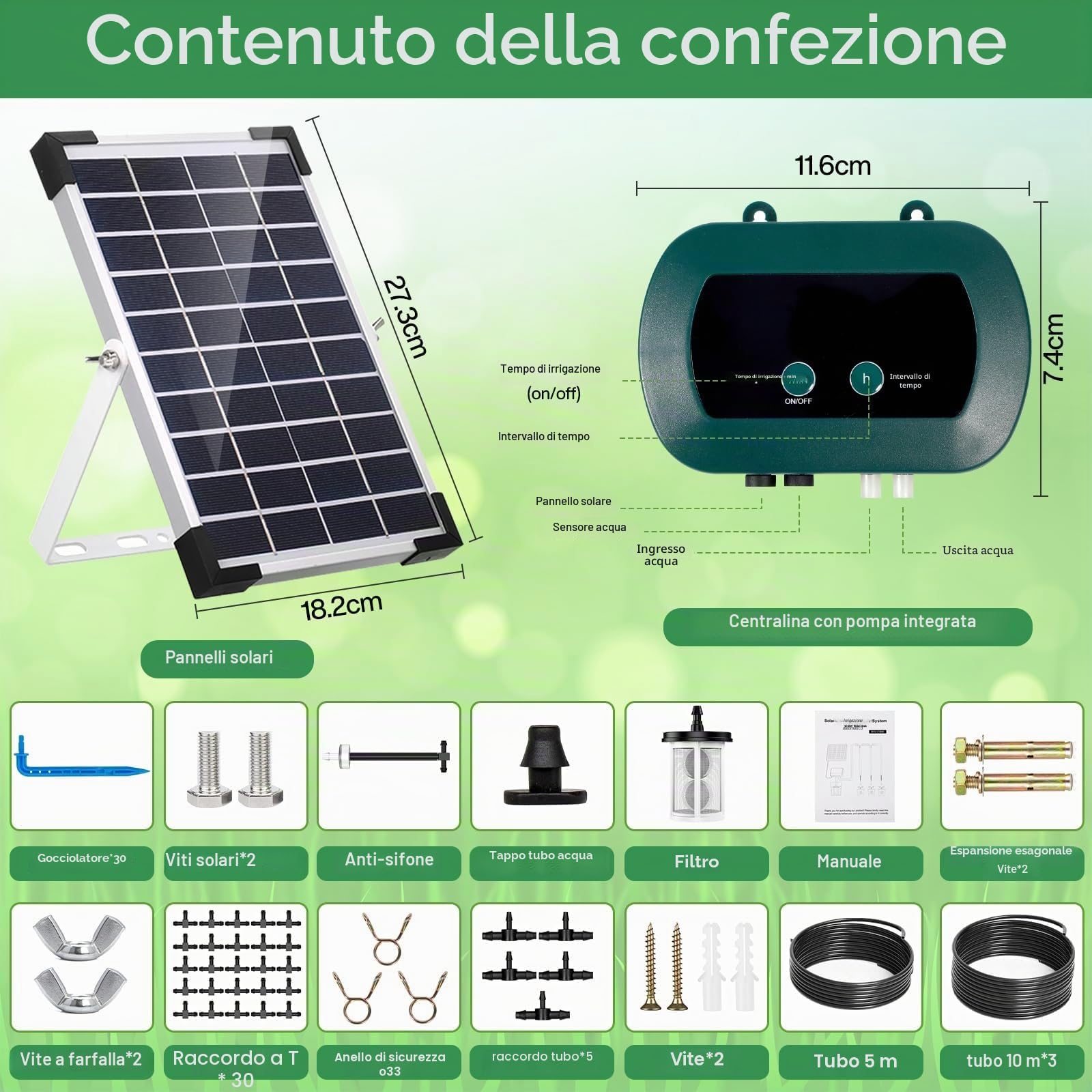 Irrigazione Automatica Energia Solare, Sistema Automatico di Irrigazione del Giardino con Timer e Tubo Lungo 35M, Set di Irrigazione a Goccia per Piante in Vaso in Soggiorno, Patio, Balcone