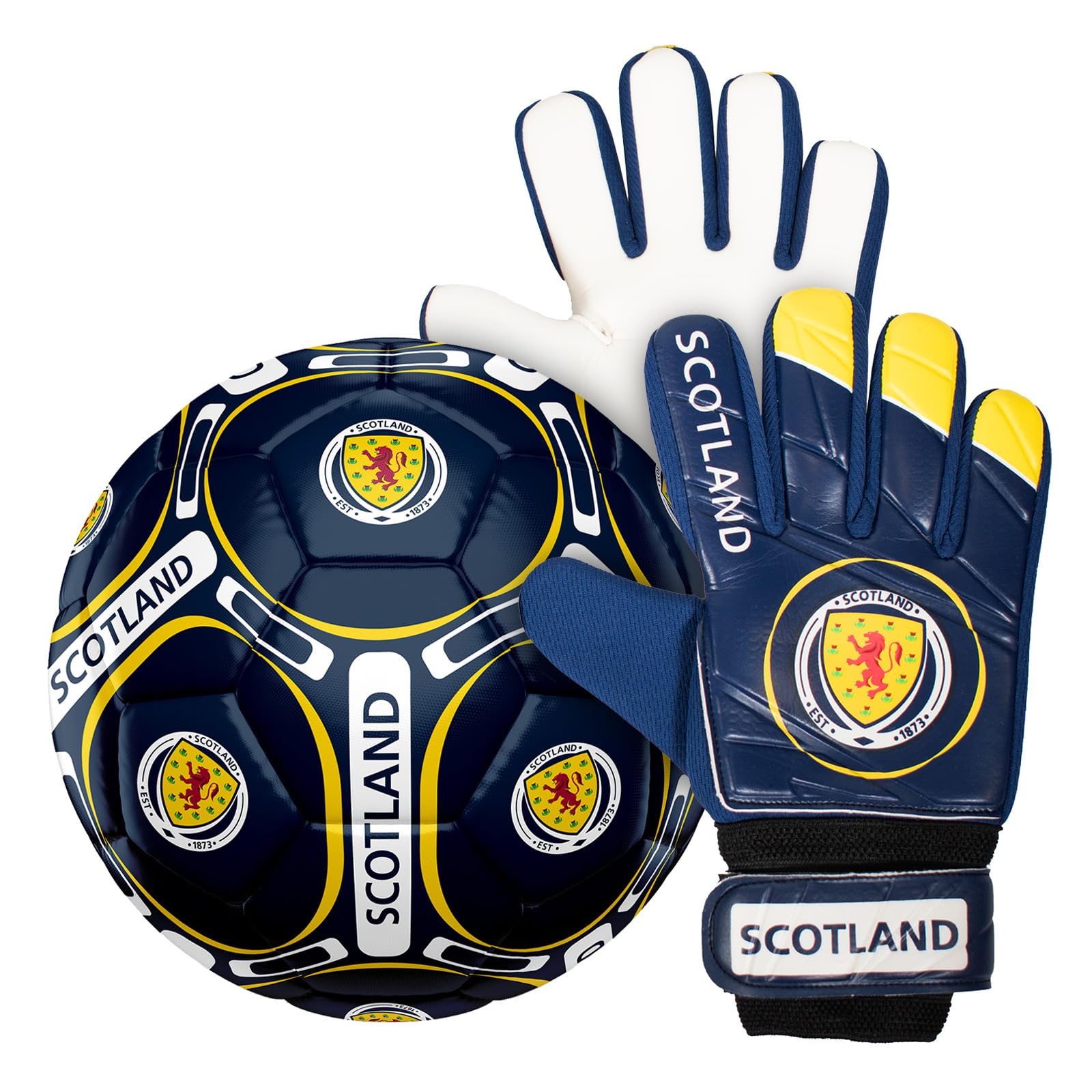 Scottish FA Scotland Official Size 4 Football & Youths Goalkeeper Gloves Junior Gift Set