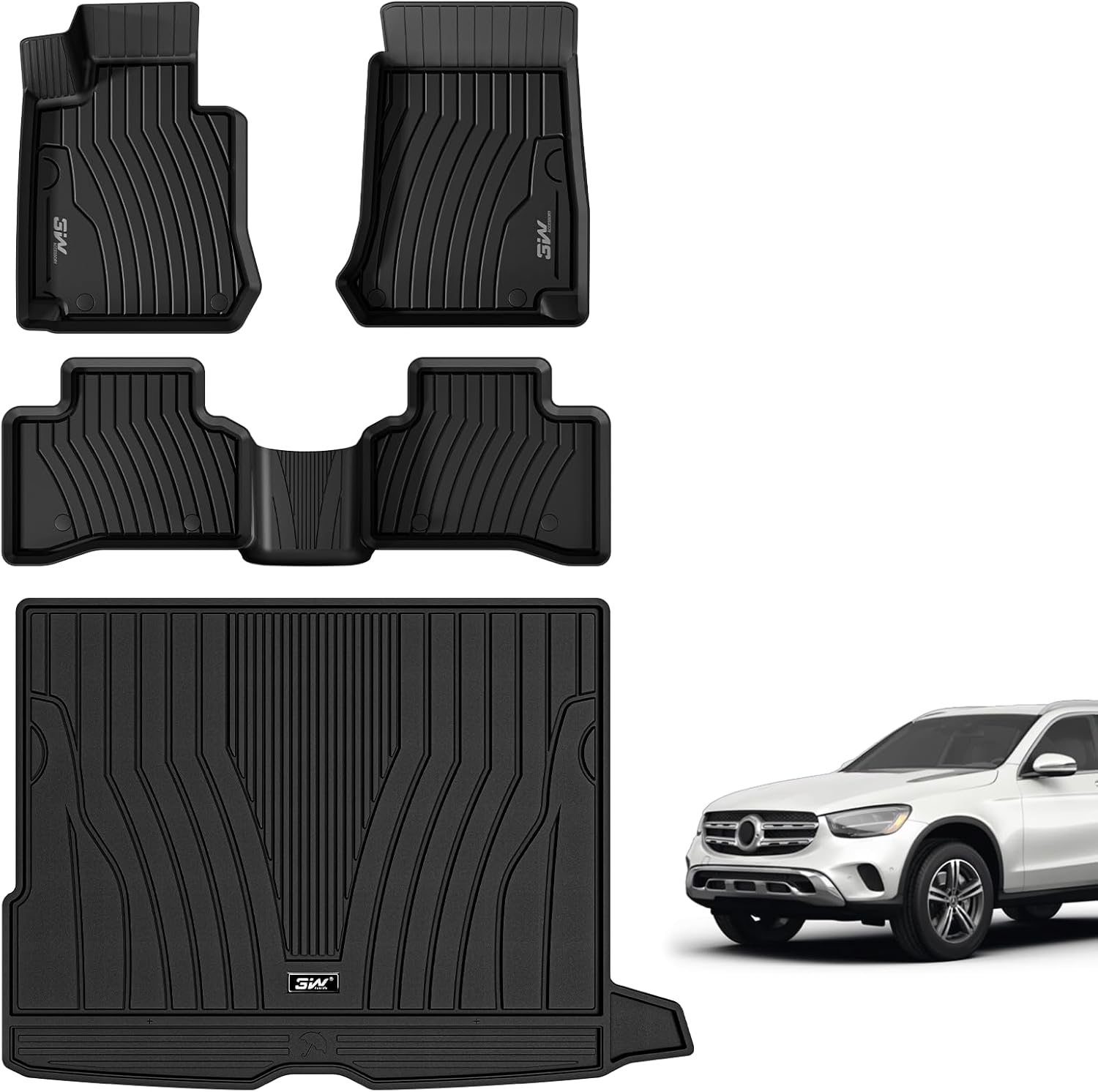 3W Floor Mats and Cargo Liner Compatible for Benz GLC 2016