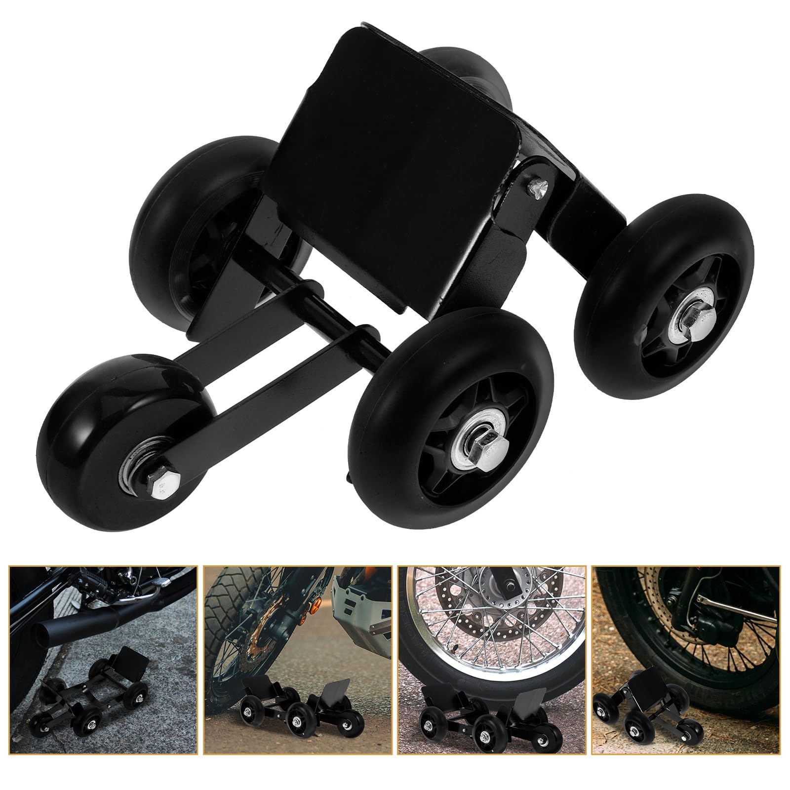 MAGICLULU Outil de Déplacement de Pneus pour Moto Noir, Chariot de Secours Robuste Roue de Couleur Aléatoire, Outil de Dépannage de Pneu D’Urgence Compatible Tricycles