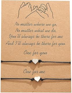 2Pcs/set Pinky Promise Long Distance Matching Bracelets Love Heart Adjustable for Couples Best Friends Couple Friendship Relationship Boyfriend Girlfriend Family Jewelry