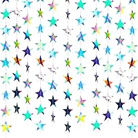 Vista 14 de Guirnalda de estrellas de papel con purpurina, 130 pies de largo, decoración colgante para graduación de clase de 2022, felicitaciones, graduación