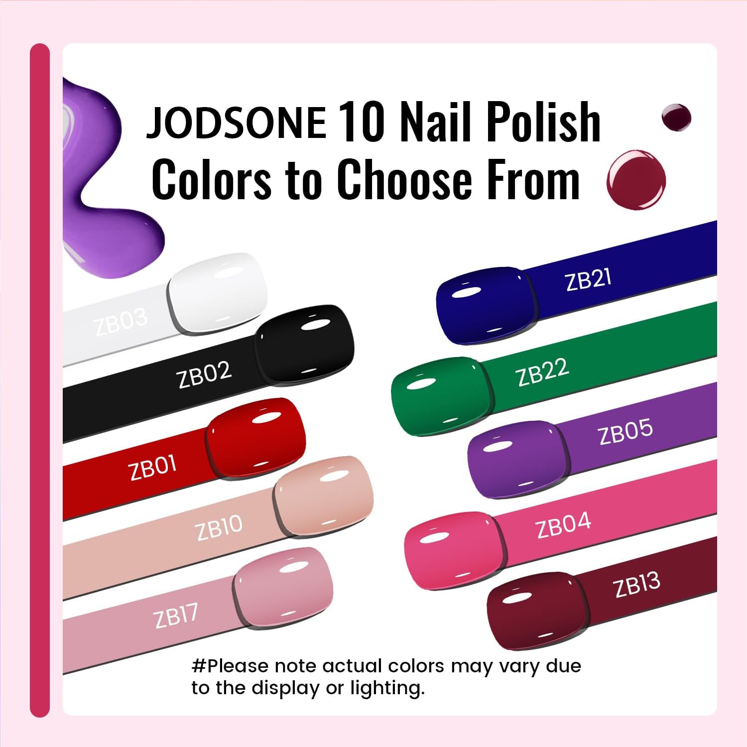 JODSONE 12 PCS Nail Polish Set including 10 Colour Combo, 2 PCS Base And Top Coat, Fast Drying Nail Polish For Home DIY To Beginners - Image 3