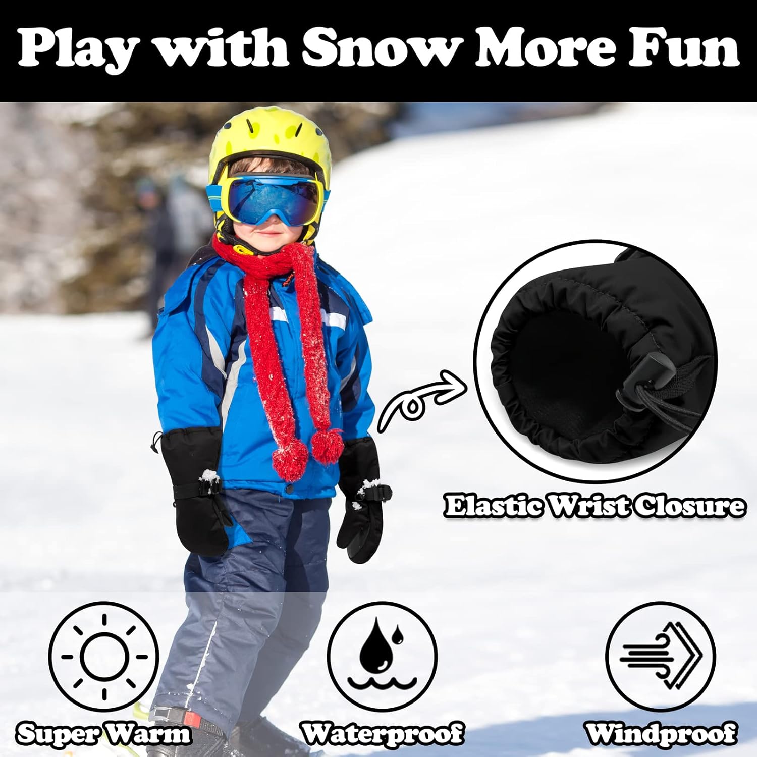 Sarfel Toddler Mittens Waterproof Toddler Snow Mittens Kids Ski Gloves Baby Winter Mitten Kids Snow Gloves Thinsulate 1-7Y - Image 4