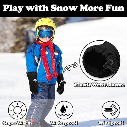 Miniatura 4 de Sarfel Guantes de nieve impermeables para niños pequeños guantes de esquí para bebés guantes de invierno para bebés guantes de nieve para niños