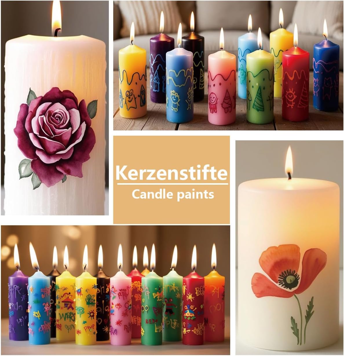 GooBoom Candle Wax Pen, 24-Color Candle Painting kit for DIY Projects, Birthday Party, Special Occasions Create Colorful Candles, Acrylic Paints Safe and Non-Toxic(30ML/1.01OZ)