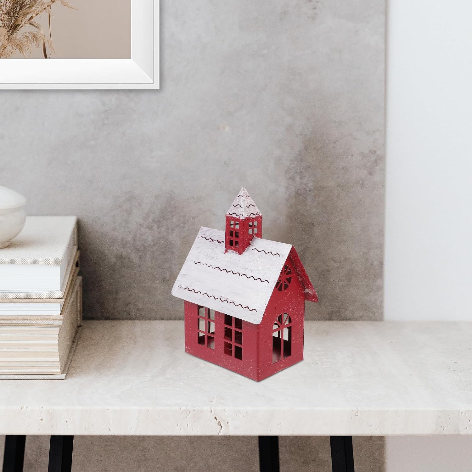CALLARON Christmas Metal Village House Candle Holder with Lightweight Iron Craft Design, Festive Desktop Decoration for Christmas Party and Holiday Atmosphere