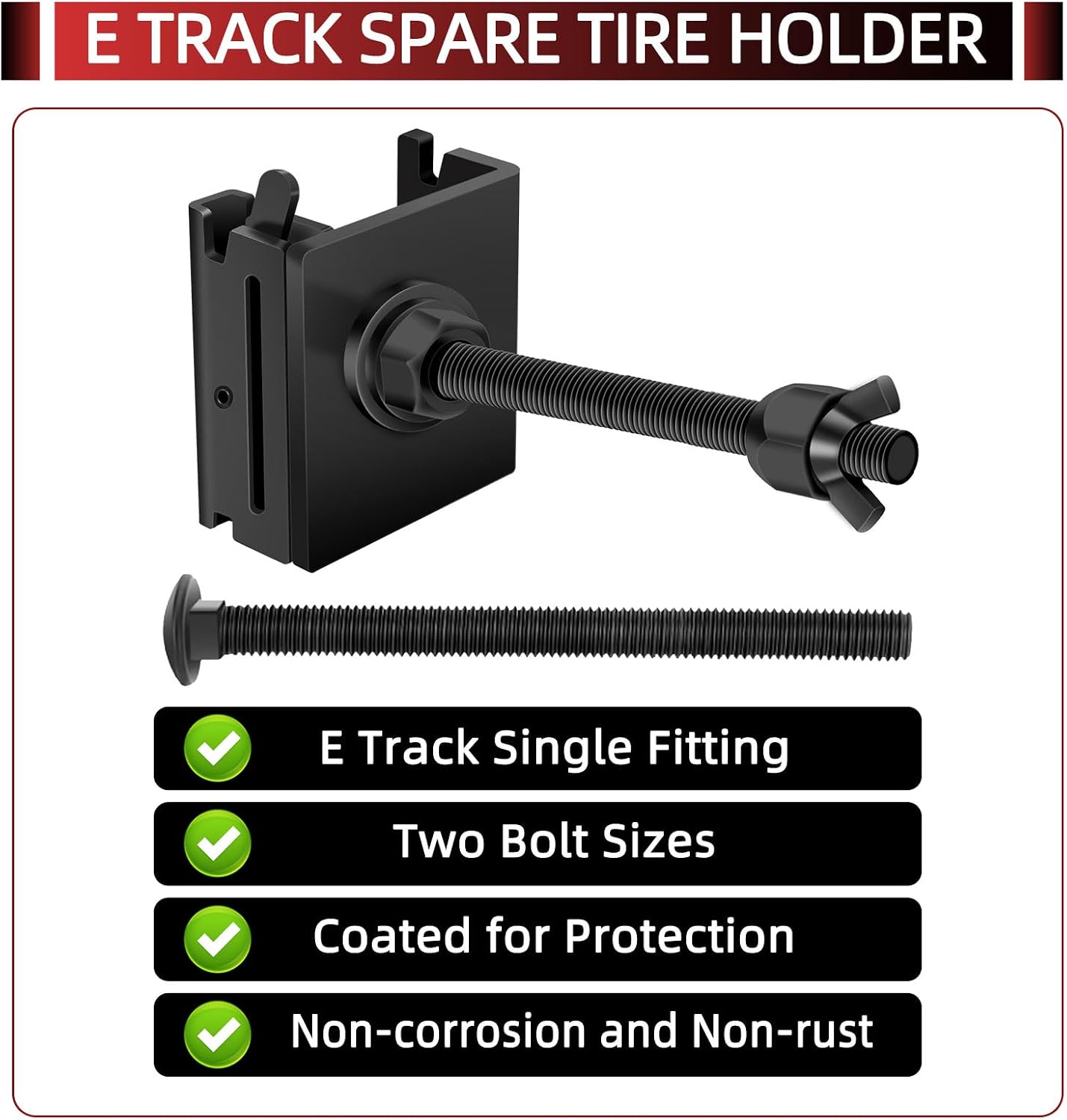 Qualward E-Track Spare Tire Holder Mount, Upgraded Single Fitting E-Track Accessories for Trucks, Garages, Warehouses and Semis, Trailer Spare Tire Mount for Enclosed Trailers