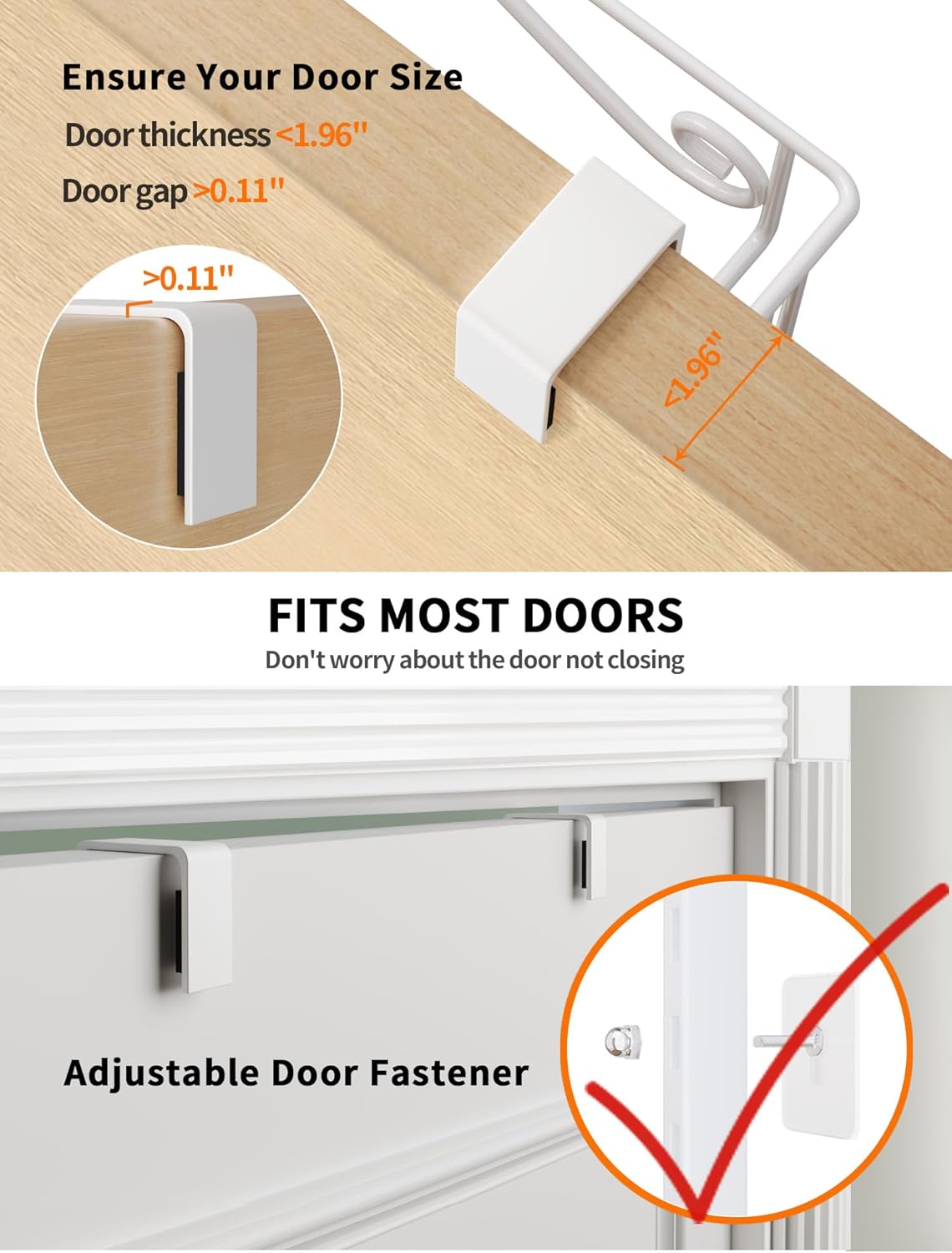 Over the Door Pantry Organizer - 8-Tier Adjustable Pantry Organization And Storage, Metal Hanging Door Spice Rack for Kitchen Pantry Organizers，White