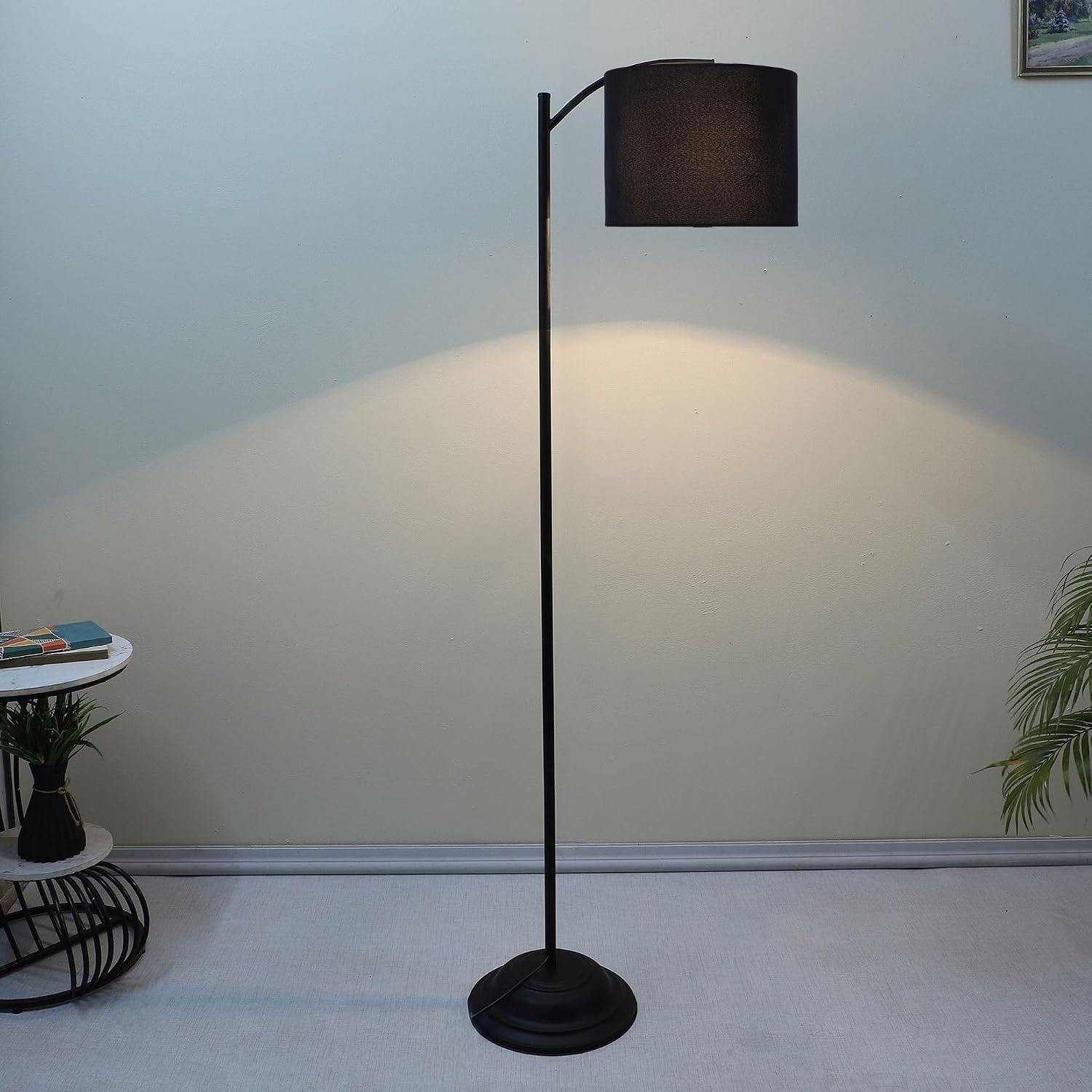 tu casa Modern Lamppost Style Black Iron Base Floor Lamps with Black & Cotton Shade for Bedroom, Living Room, Lounge, Offi... - Review, Price and Buying Guide