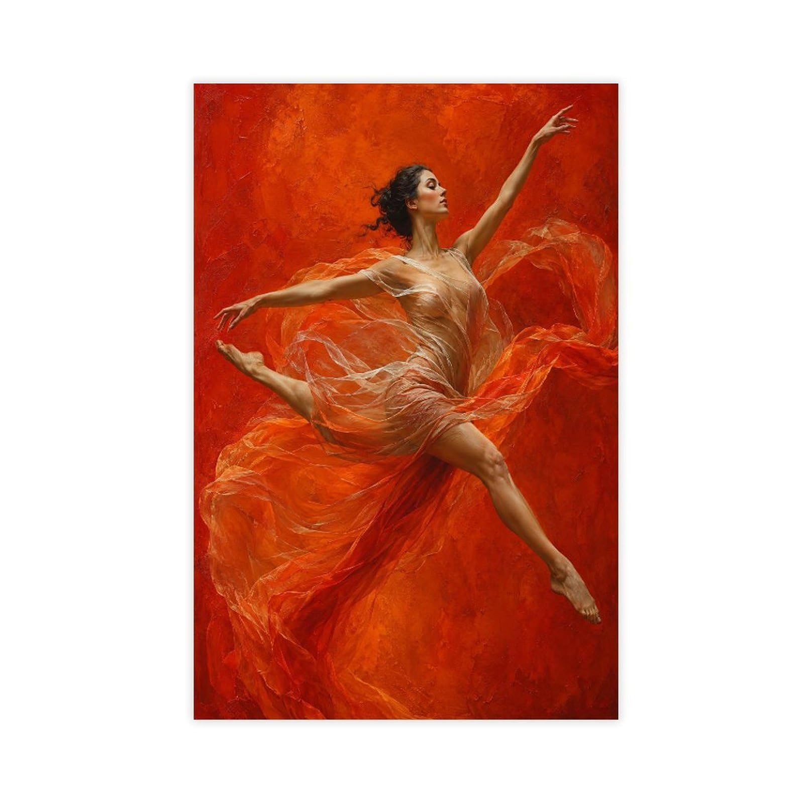 W7c8u2x3 Unframe-Style-16 Red Dress Ballerina Canvas Wall Art, Impressionist Bedside
