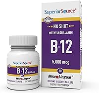 Vista 11 de Superior Source No Shot Vitamina B12 Metilcobalamina 2,500 mcg, tabletas microlingües de disolución rápida, 90 unidades, forma activa de B12, apoya