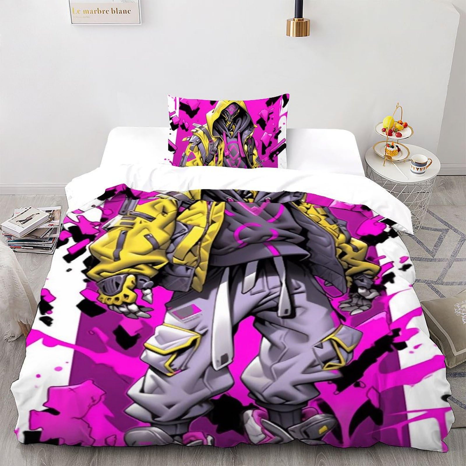 Housse de couette 135x200 imprimé 3D microfibre pour garçon fini le linge rêche et froissé