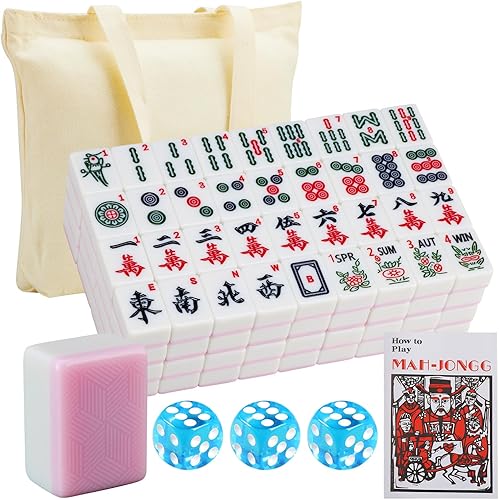 YANMEIYA American Mahjong - Juego de 166 azulejos de mahjong rosa de primera calidad, juego grande de mahjong de 1.6 pulgadas