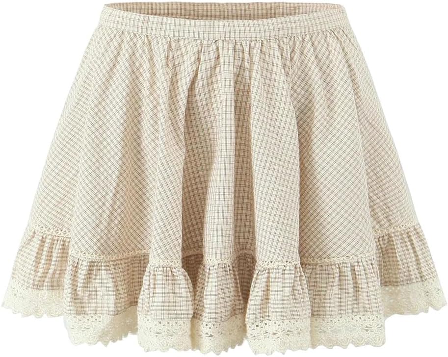 Women's Spaghetti Strap Corset Top and Ruffle Hem Short Skirt 2 Piece Y2k Outfit