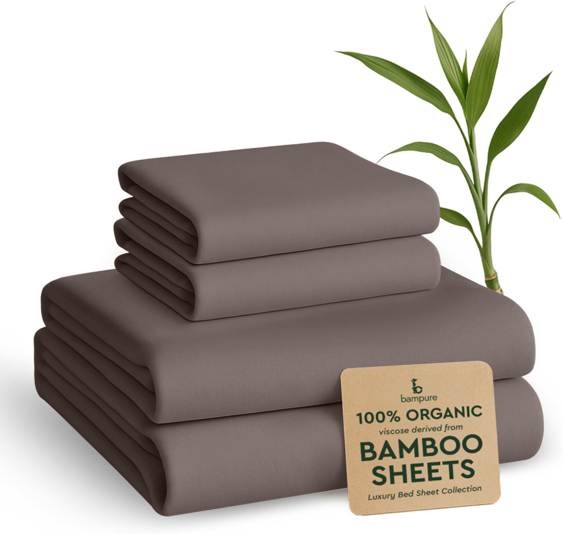 BAMPURE Luxury Series Queen Sheet Set - 100% Pure Viscose Bamboo Sheets - Super Soft, Cooling for Hot Sleepers - Deep Pocket (S Grey)