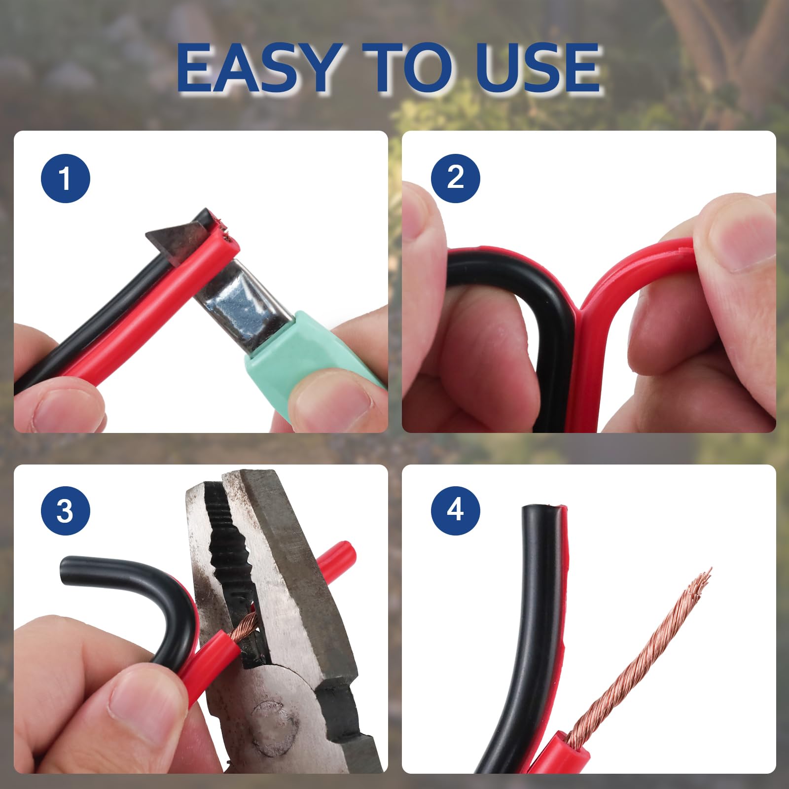 EnergyPro Cable eléctrico de 12 AWG, 0,75 mm², total de 30 metros, 15 negros y 15 rojos, cable de cobre de aluminio recubierto de cobre