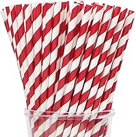Vista 10 de Webake Smoothie Pajitas biodegradables de papel de 0.4 pulgadas de ancho, paquete de 100 pajitas de beber grandes a rayas rojas, grandes pajitas