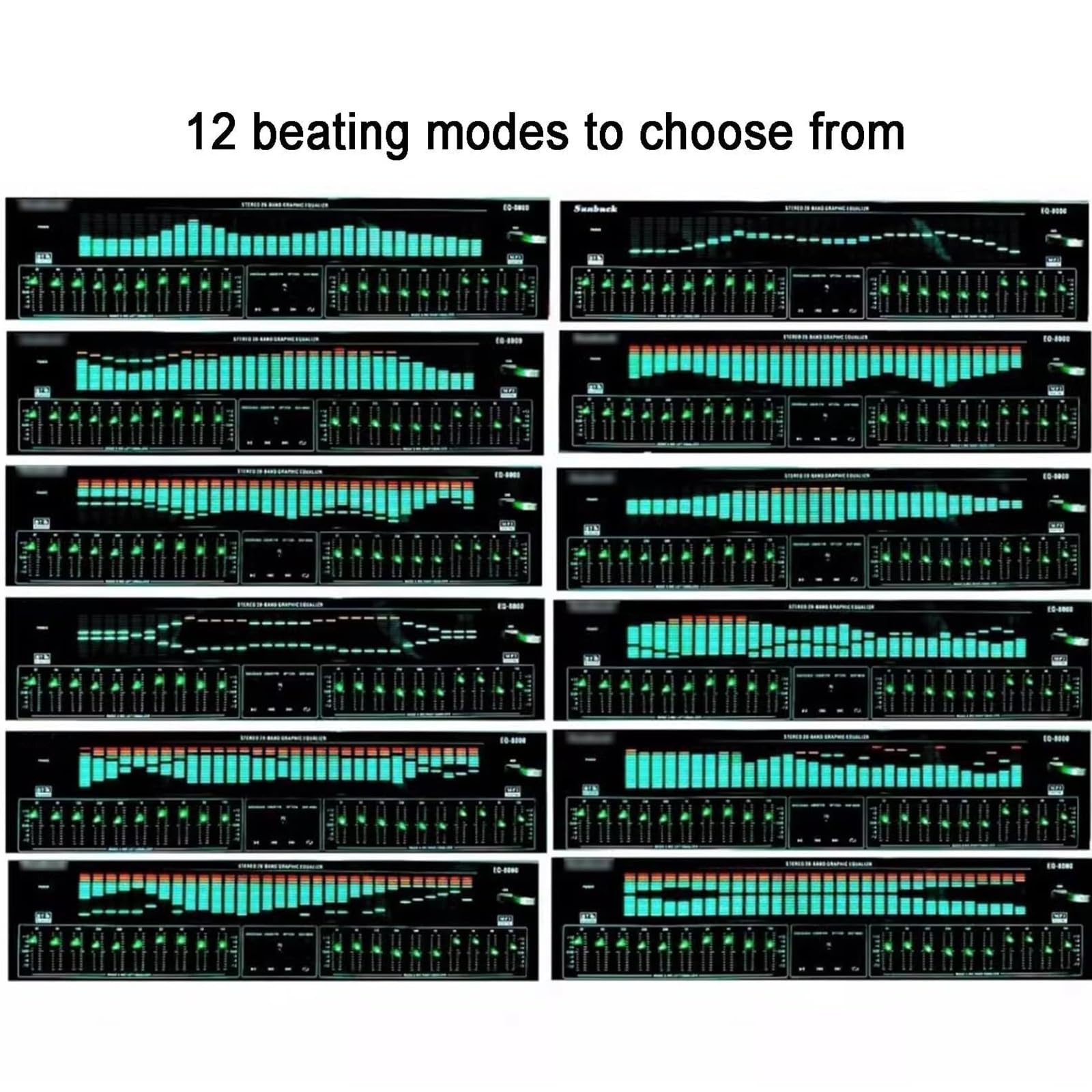 Ecualizador Digital de 31 Bandas, Ecualizador gráfico estéreo de Audio Digital con Control Remoto y Cable de Audio, reducción automática de Ruido, analizador de espectros de música LED(Green)