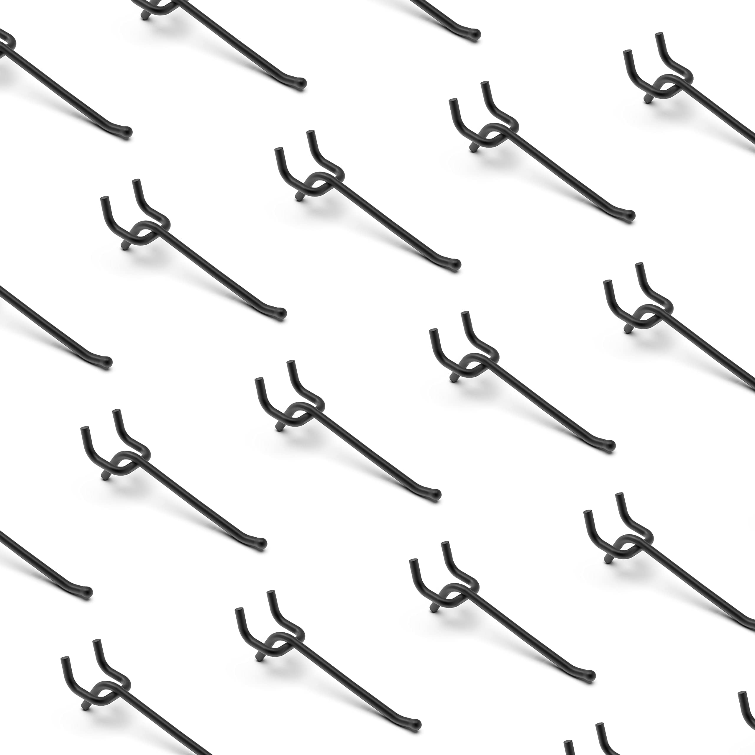 HUHOLE 25 Pack Black Pegboard Hooks 4 Inch – Heavy Duty Metal L-Hooks for 1/4" Peg Board – Garage Tool Organizer, Retail Display & Craft Storage Hangers (30lbs Capacity)