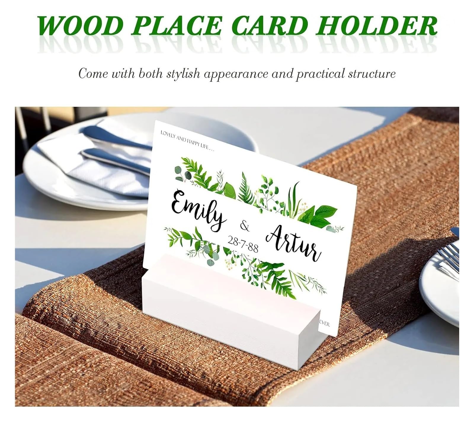 Lot de 12 porte-cartes en bois pour numéro de table, porte-nom, décoration de fête de mariage, événements, couleur noyer