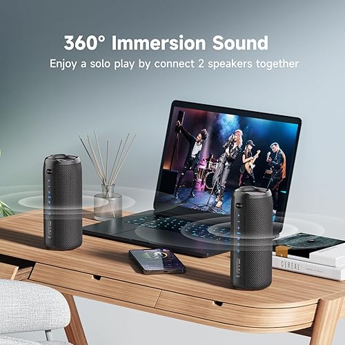 Miniatura 3 de ZEALOT Altavoz Bluetooth portátil, altavoces inalámbricos Bluetooth, altavoz al aire libre impermeable, IPX6, sonido estéreo fuerte de 40 W, graves