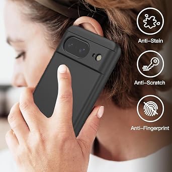 Case for Pixel 8 Google 8 Liquid Silicone Phone Case Soft Microfiber Lining Anti-Scratch Shockproof Protective Phone Cover for Google Pixel 8,Black
