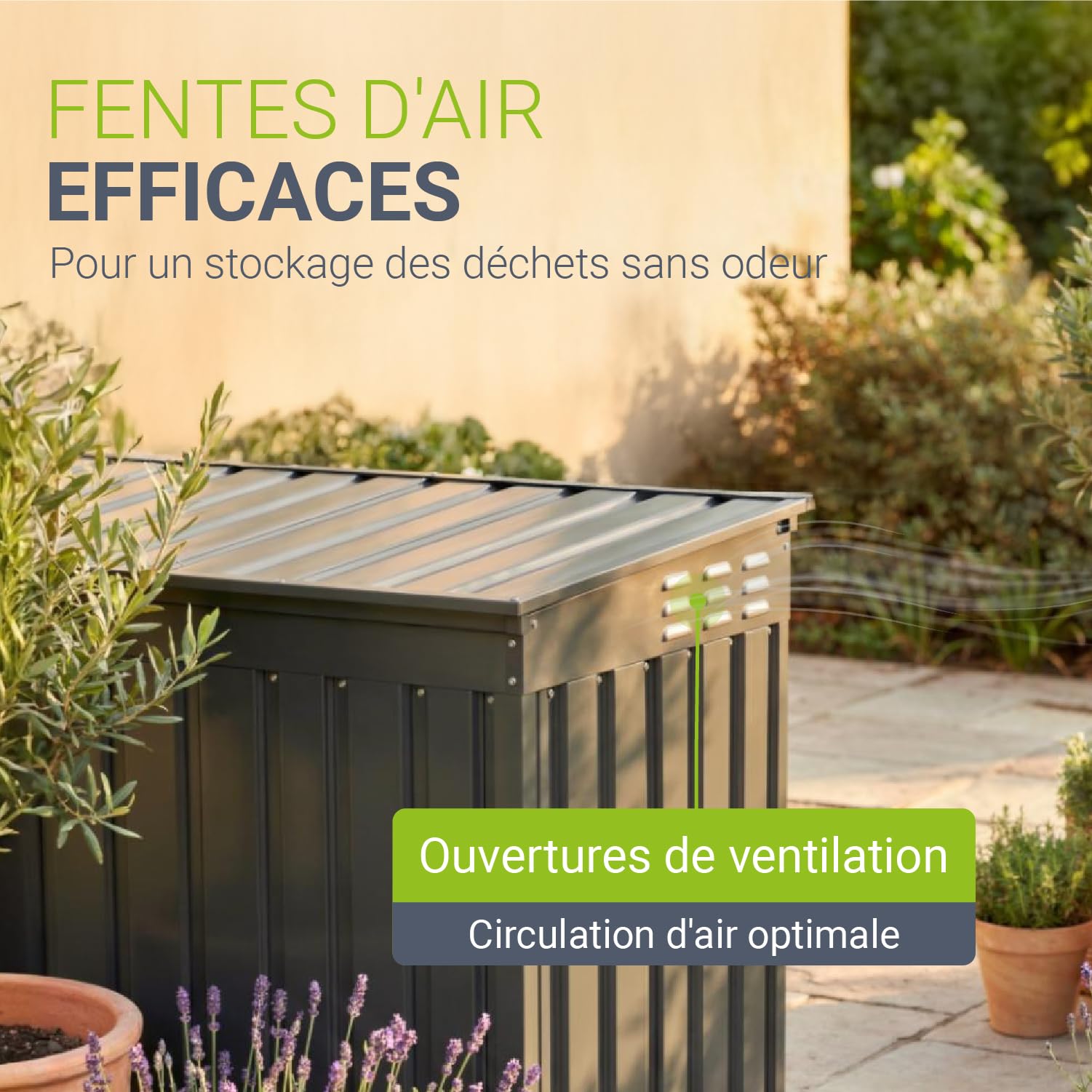 Juskys Conteneur pour 3 poubelles Namur 3 bacs de 120 litres – 2 m² – 2 Portes – Coffre, boîte, boîtier de Rangement Gris