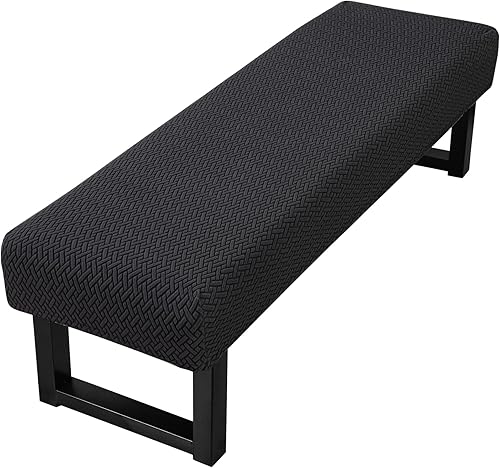 Funda de banco de jacquard elástica para comedor, antipolvo, extraíble, lavable, para sala de estar, dormitorio, cocina (47-59 pulgadas, marrón