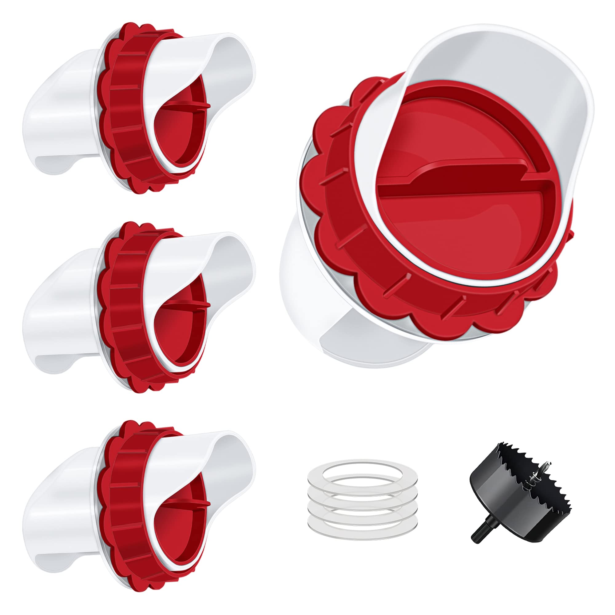 Buy DIY Chicken Feeder 4 Ports, Automatic Poultry Feeder with Covers No