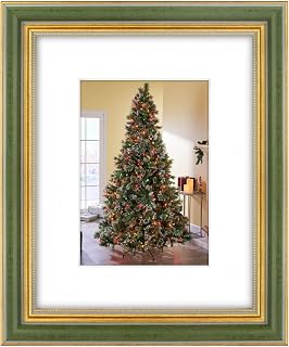 Golden State Art,8x10 Ornate Picture Frame for 5x7 Photo with Mat or 8x10 Prints Without Mat, Real Glass Wall & Tabletop Display Horizontally or Vertically (Color:Green Gold)