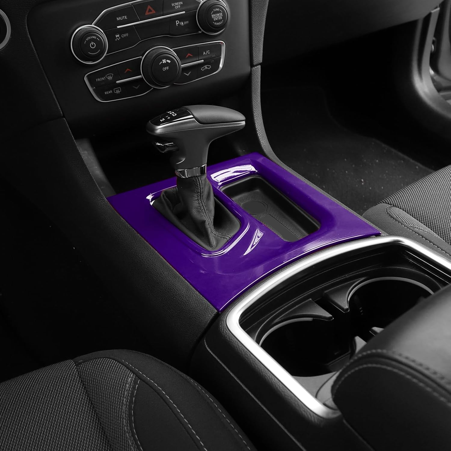 Jimen Fit for Dodge Charger 2015-2023, Center Console Dash Instrument Panel & Gear Shift Cover Trim (Purple)