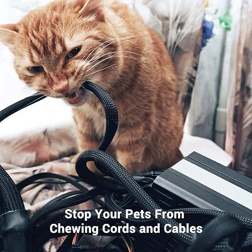 Miniatura 6 de Protector de funda de organización de cables de 25 pies a 12 pulgada, funda de alambre expandible de PET para oficina, TV, computadora, cine en