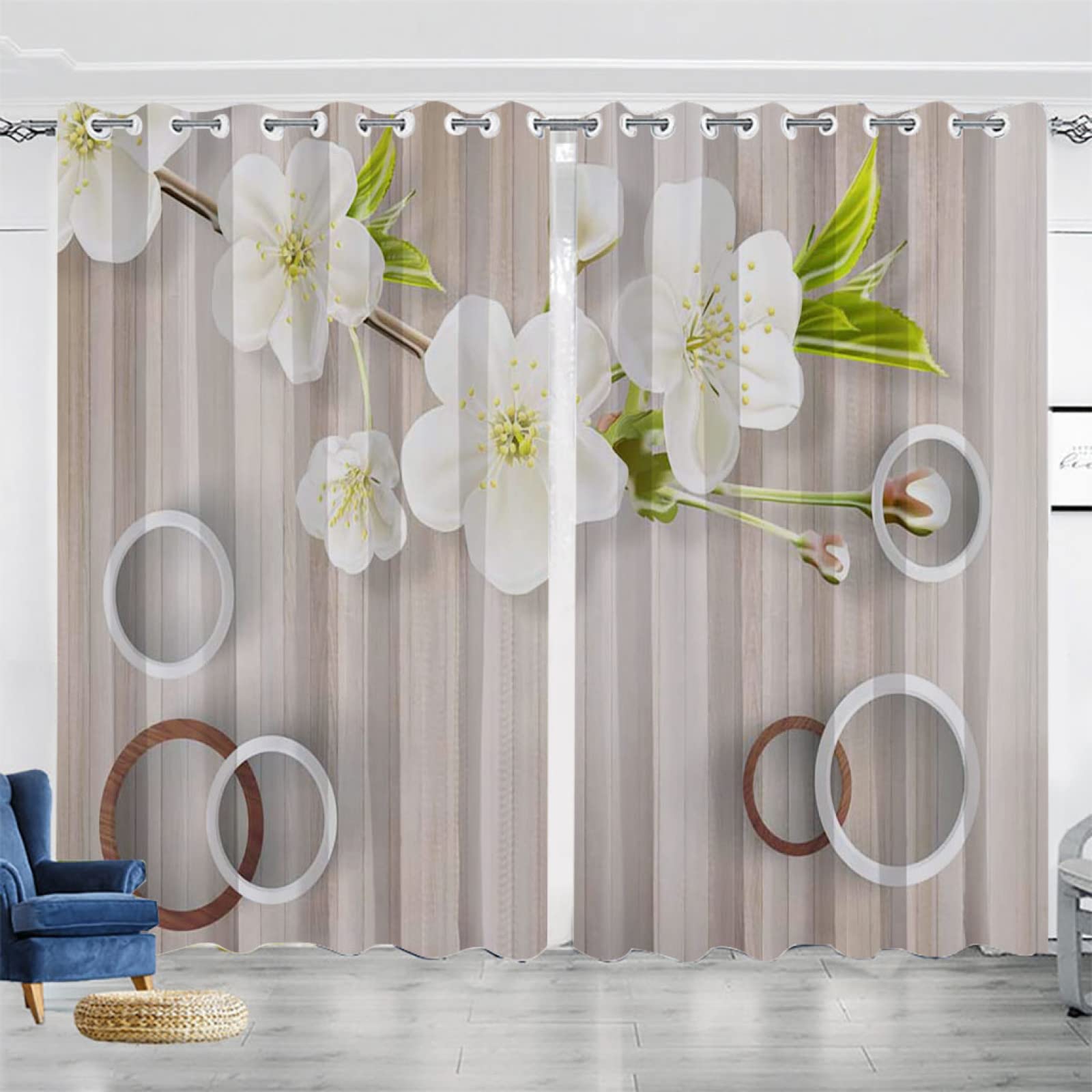 Vorhang Blickdicht Verdunklungsvorhänge Gardienen 2-SetBlume 150x166cm