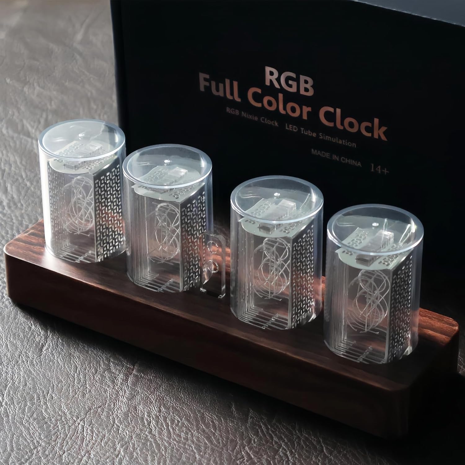LED Nixie Tube Clock, Small Digital Clock with 7 Modes Display, Digital Alarm Clock with Hours/Minutes/Countdown/Brightness Adjustment - 12/24H Display, Glow Tube Clock, Ideal Gift for Friend