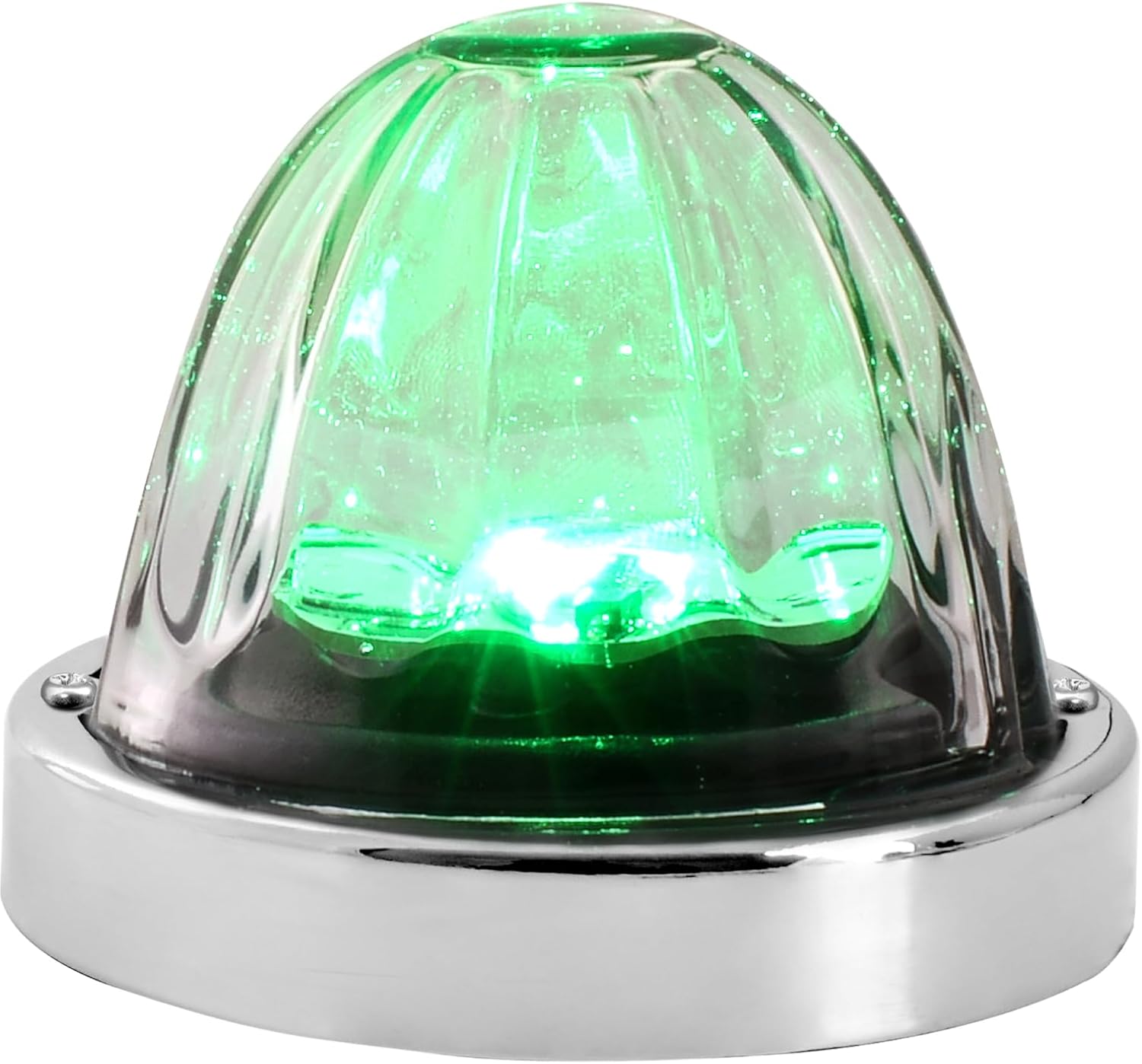 GG Grand General 81650 Dark Amber Super Star 1 LED Watermelon Glass Light with Stainless Steel Bezel