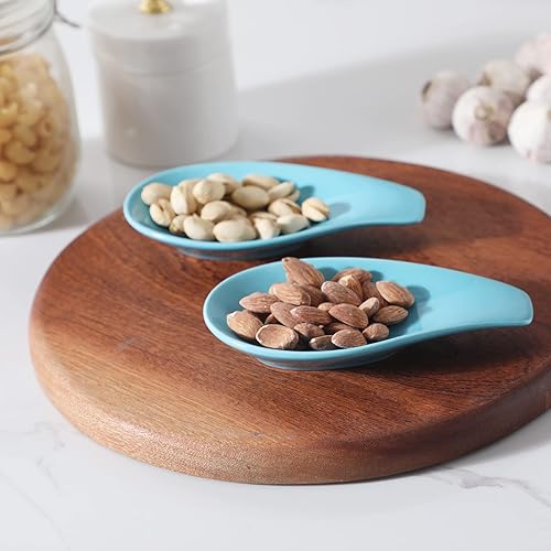 Miniatura 7 de ONTUBE Juego de 4 cucharas de cerámica para buffet, juego de 4, soporte para cucharas de cocina, 6.5 pulgadas (azul)