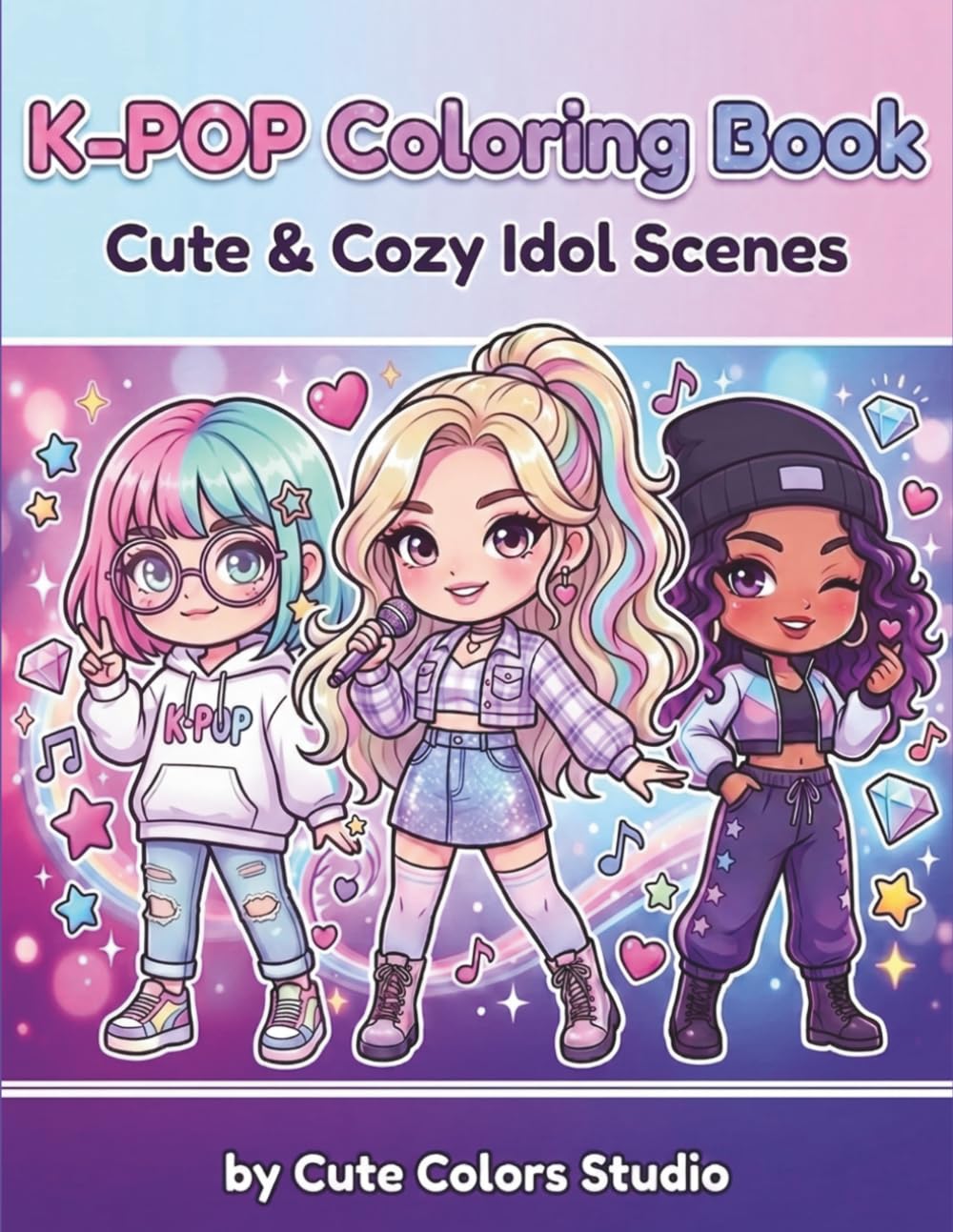 K-Pop Coloring Book: Cute & Cozy Idol Scenes with Kawaii Chibi Characters