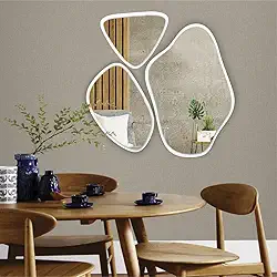 Kit com 3 Espelhos Decorativos Orgânicos, Moldura Branca, 30x24cm, 40x60cm, Design Moderno QUARTO SALA LOJA SALÃO DE BELEZA