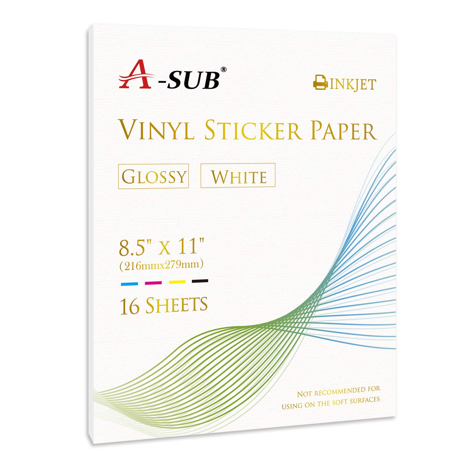 Buy ASUB Printable Vinyl Sticker Paper for Inkjet Printer, Glossy