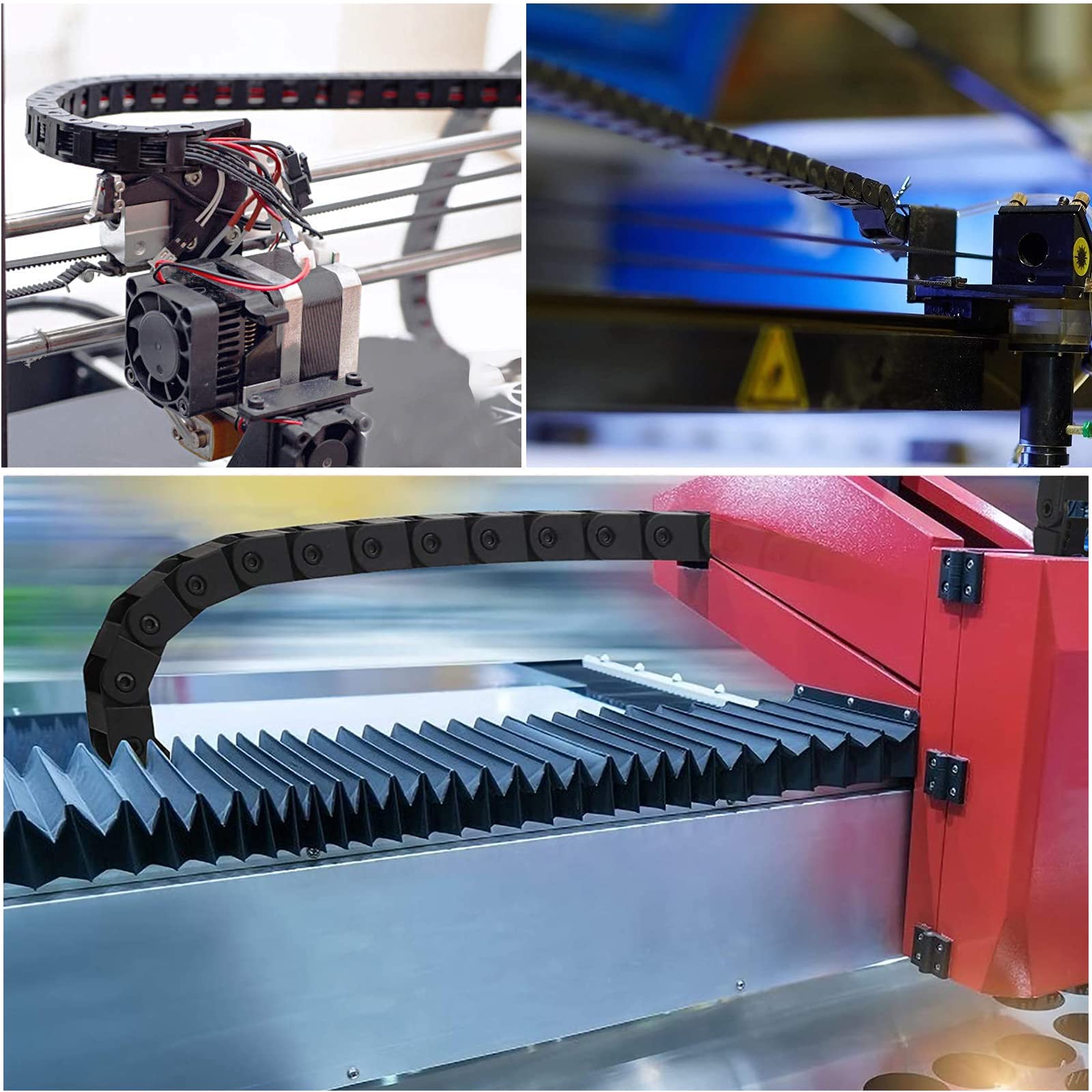 WZYTEU Cable Cadena de Arrastre, Cadena de Energía de Plástico Soporte de Alambre para Impresora 3D CNC Router Máquina Equipos Electrónicos, 10 mm × 30 mm Negro 1 M