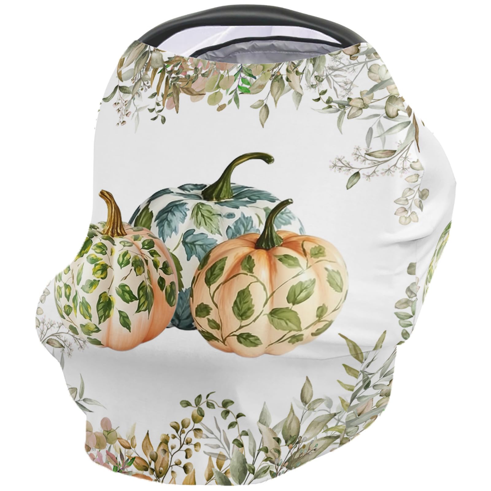 Nursing Cover for Breastfeeding Scarf, Thanksgiving Leave Textured Pumpkin Fall Baby Car Covers Super Soft Multi Use for Canopy Shopping Cart Cover Blanket Stroller Cover