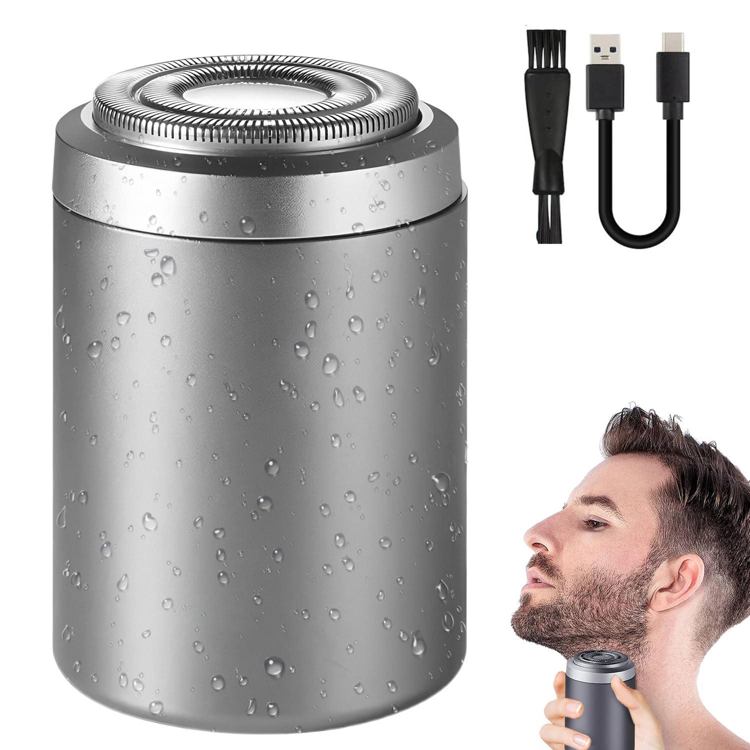 Mini Portable Electric Shaver, 2026 Neuest Rasierer Herren Elektrisch, USB Mini Rasierer mit 3D Nass- und Trockenrasierer Mini Shave für Den Ganzen Körper Reiserasierer für Männer Vermissen (Silber) Drogerie &